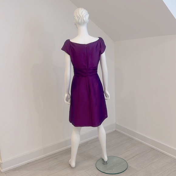 SAMPLE SALE NWT ALFRED SUNG D500 Dahlia-purple/red SIZE 10 Dupioni. Pristine - Picture 4 of 7